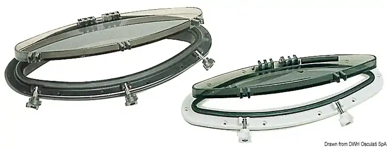 Reso Gratuito Oblò Ellittico Bomar in Nylon Bianco 146 x 415 mm